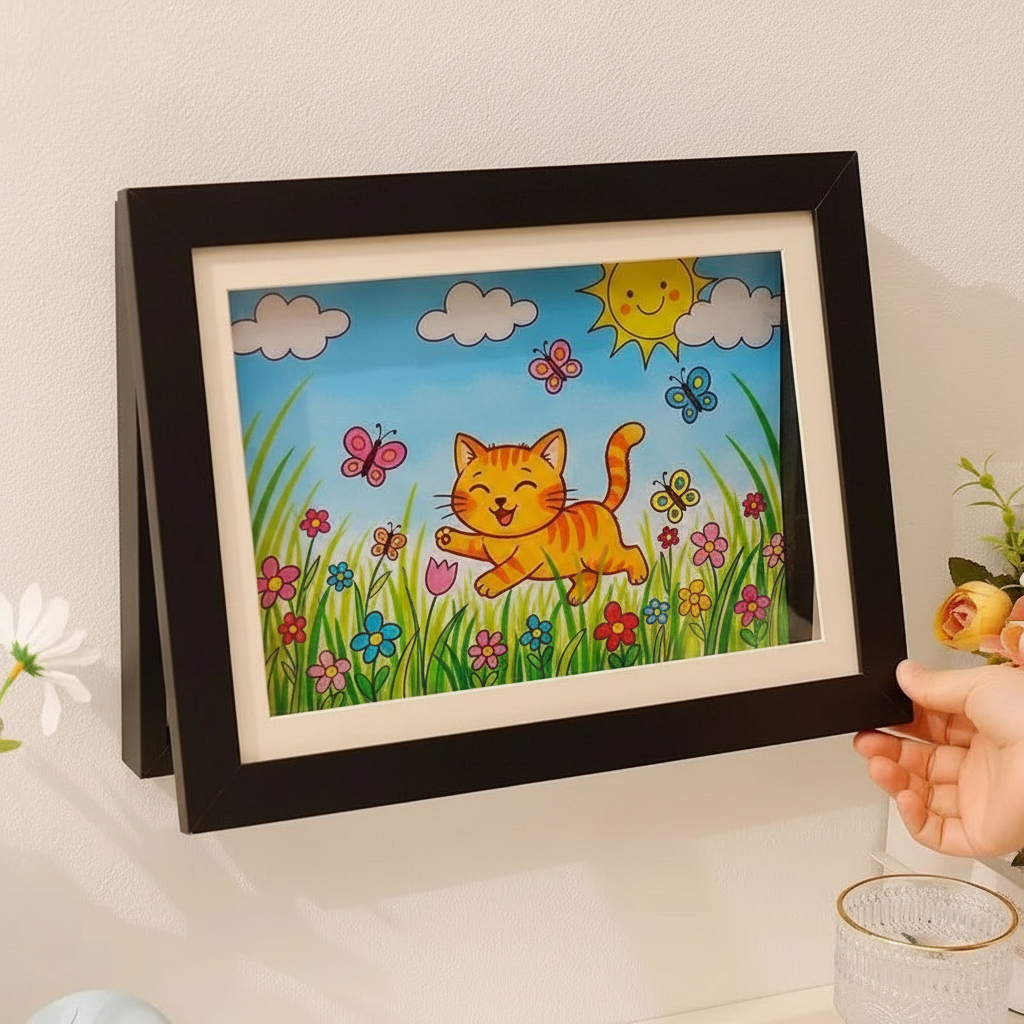 Cadre noir avec dessin d'enfant renouvelé